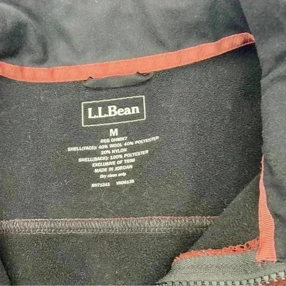 L.L. Bean Fleece Lined Wool Blend Full Zip Sweater Burgundy & Black Blend Size M - Picture 6 of 9